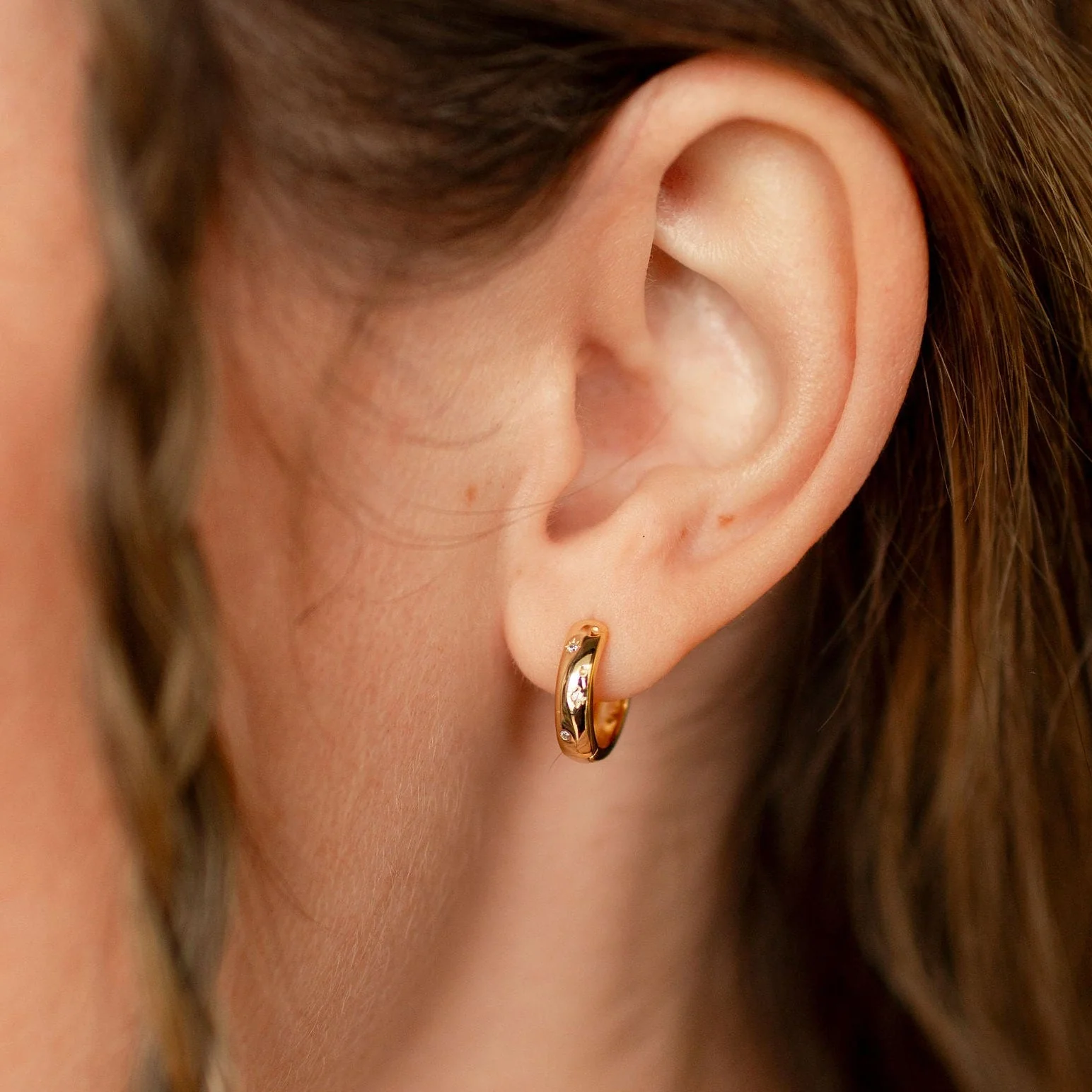 Charli Diamond Dot Hoop Earrings - Image 3