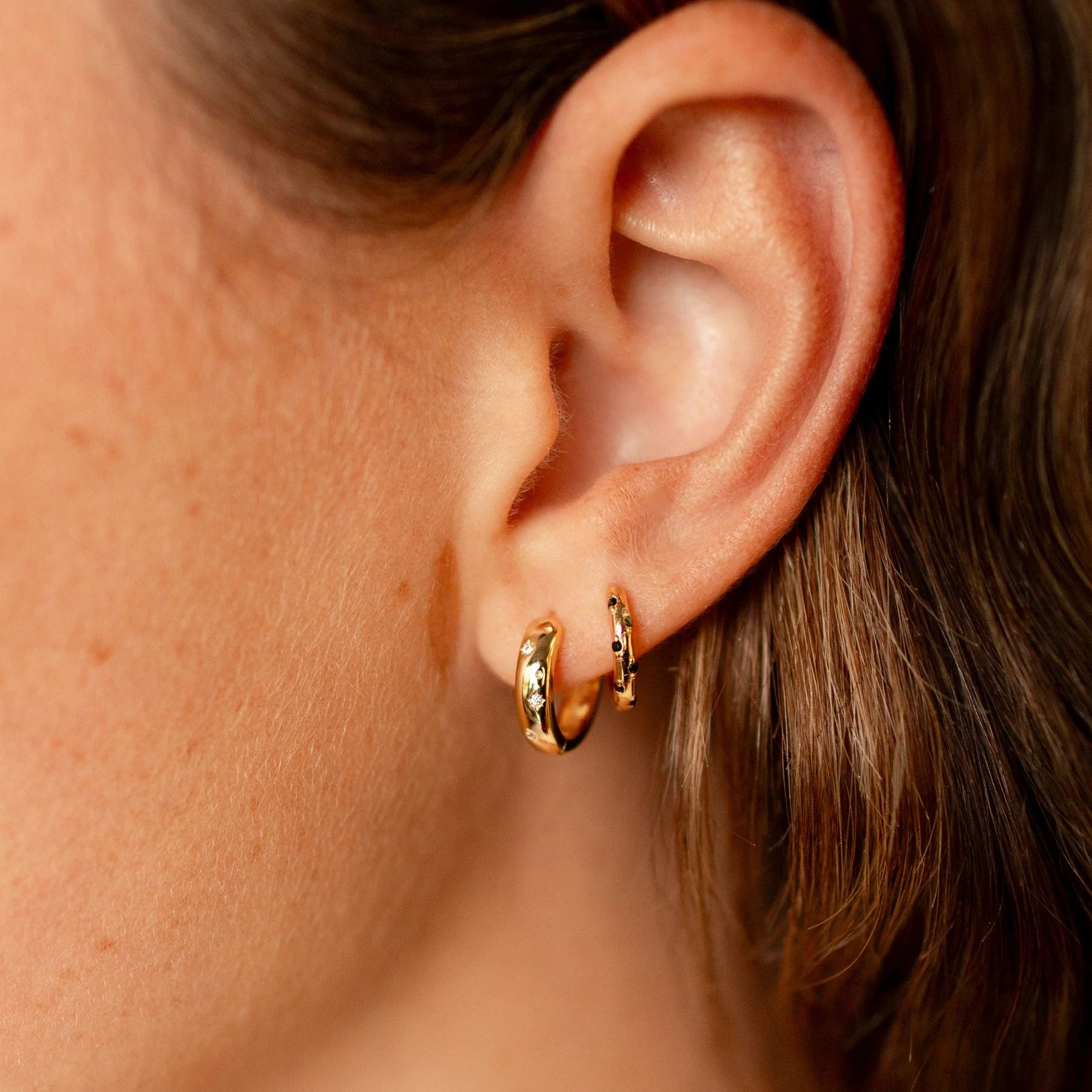 Charli Diamond Dot Hoop Earrings - Image 5