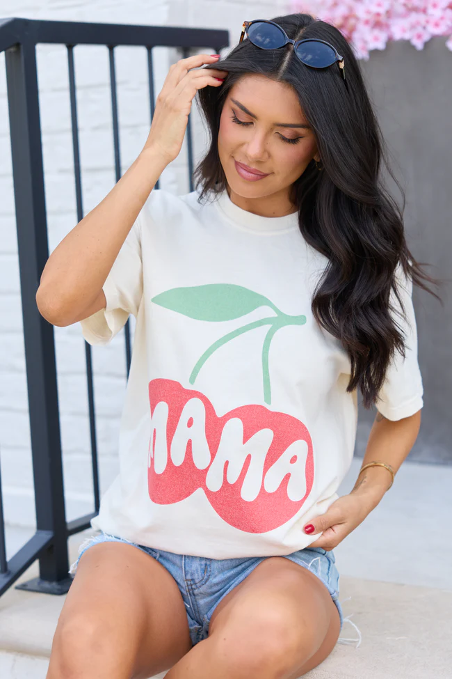 Cherry Mama Ivory Graphic Tee - Image 4