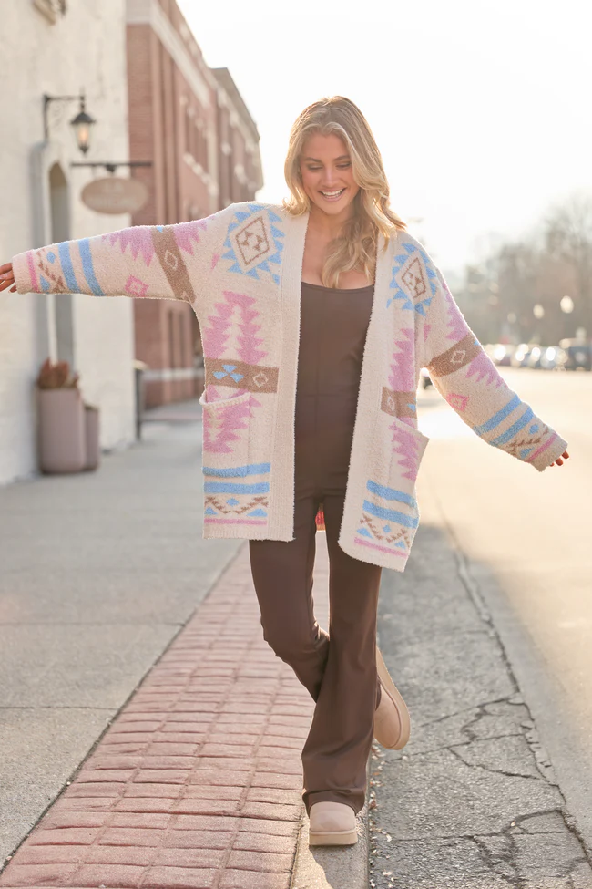 Cheyene Pastel Southwestern Print Cardigan SALE - Image 2