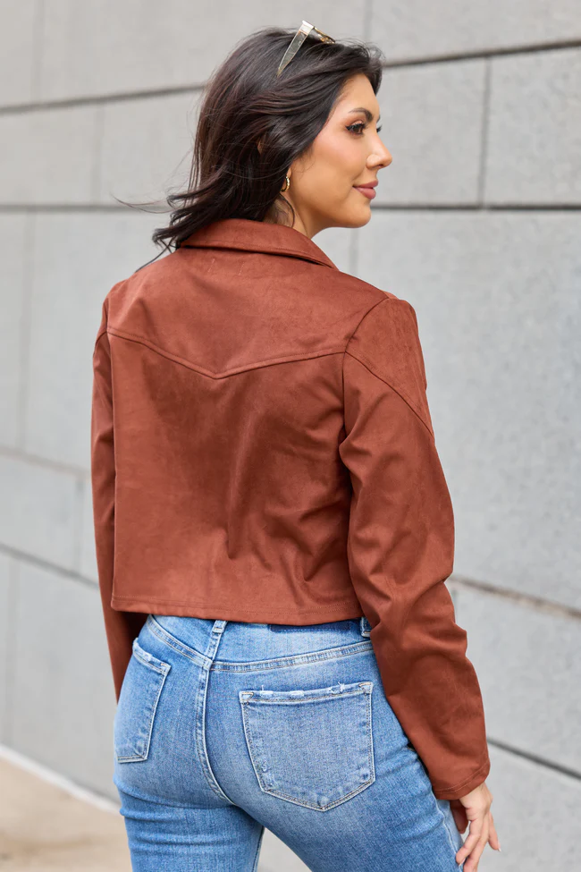Christina Brown Faux Suede Fringe Jacket FINAL SALE - Image 5