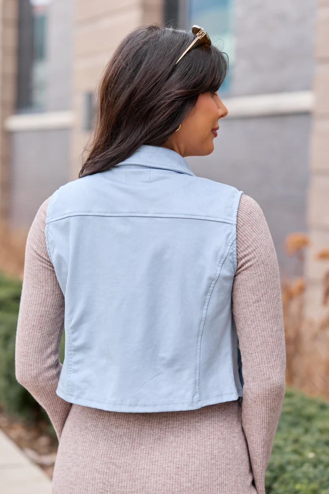 Claire Blue Faux Suede Fringe Vest FINAL SALE - Image 6