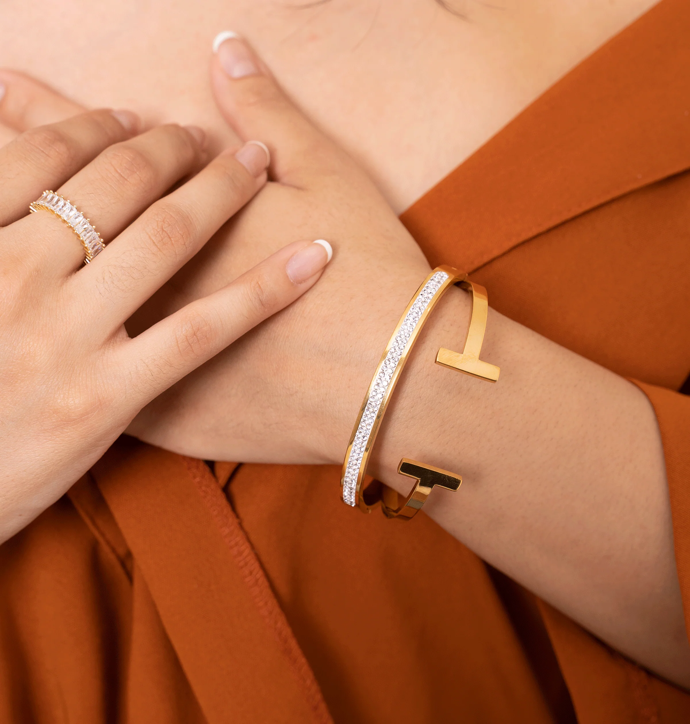 Cleo Gold Cuff Bracelet - Image 3