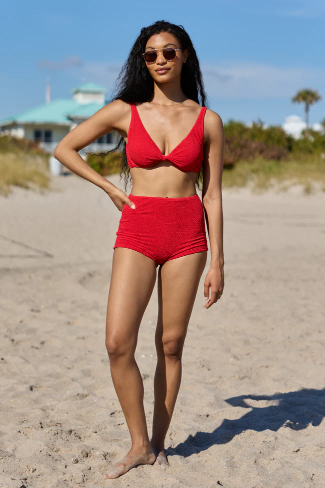 Coastal Crush Red Twist Underwire Bikini Top SALE - Image 2