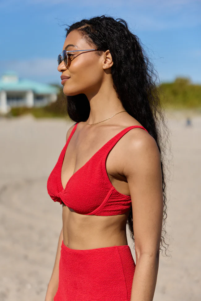 Coastal Crush Red Twist Underwire Bikini Top SALE - Image 3