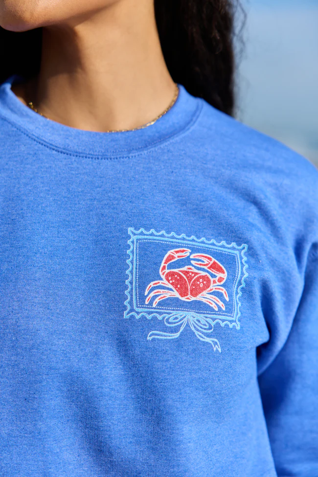 Coastal Stamps Blue Graphic Sweatshirt - Image 3