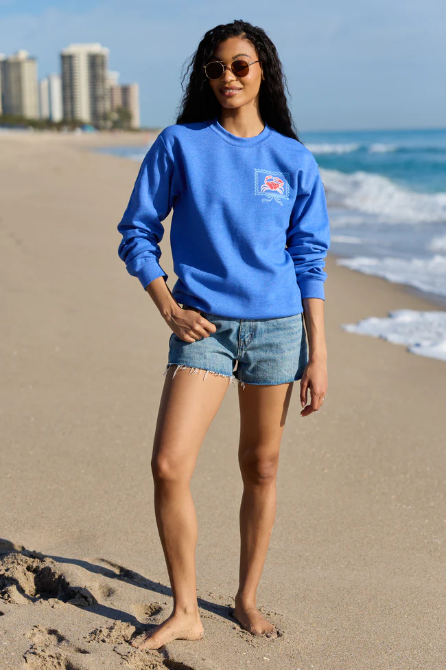 Coastal Stamps Blue Graphic Sweatshirt - Image 6