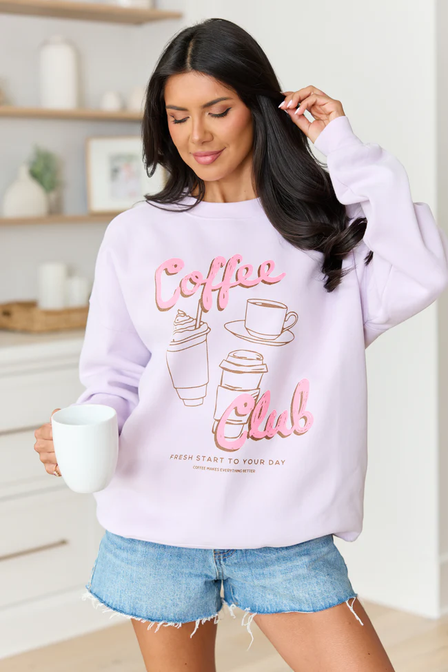 Coffee Club Purple Graphic Sweatshirt - Image 3