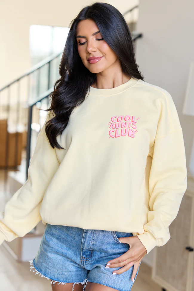 Cool Aunts Club Yellow Graphic Sweatshirt - Image 2