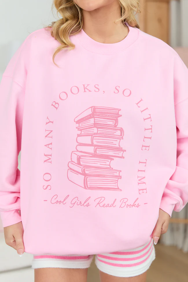 Cool Girls Read Books Light Pink Graphic Sweatshirt - Image 2