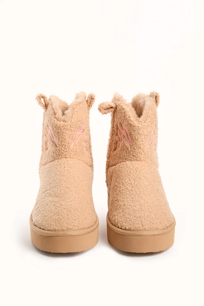 Cooper Tan Flair Stitch Shearling Platform Slippers FINAL SALE - Image 4