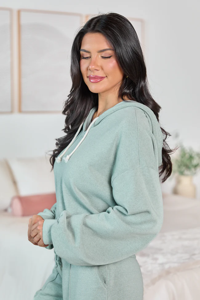 Cori Sage Crop Hoodie FINAL SALE - Image 3