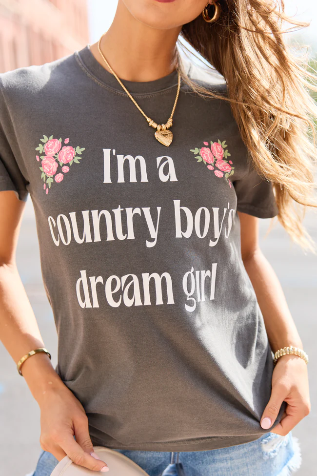 Country Boy's Dream Girl Dark Grey Graphic Tee - Image 2