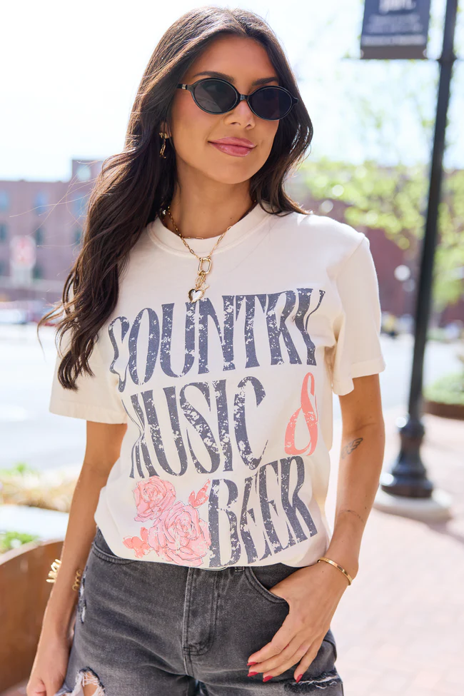 Country Music & Beer Ivory Graphic Tee - Image 2