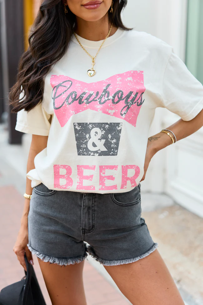 Cowboys & Beer Ivory Graphic Tee - Image 2