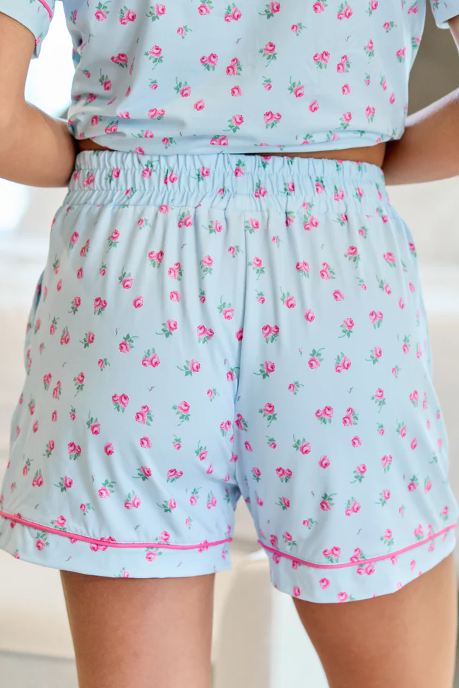 Cozy Crush Pajama Shorts - Blue Rosebud - Image 5