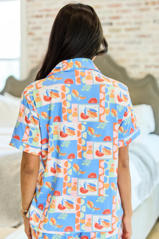 Cozy Crush Short Sleeve Pajama Top - Citrus Punch Blue - Image 6