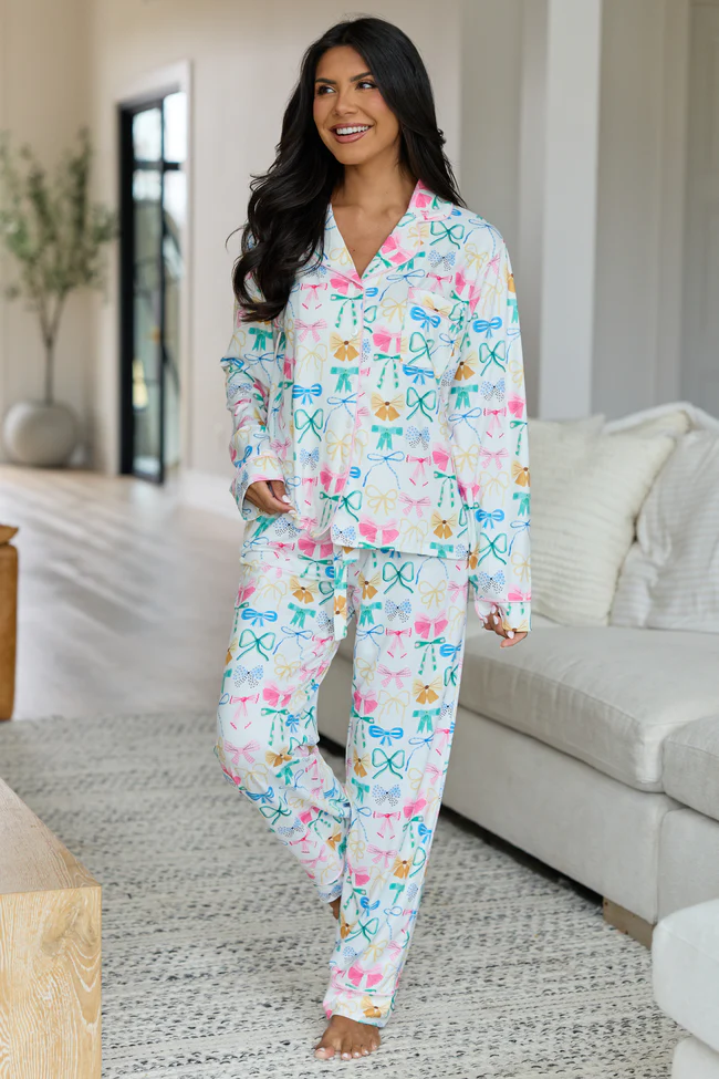 Cozy Crush Long Sleeve Pajama Top - Take A Bow Multi Pastel DOORBUSTER - Image 2