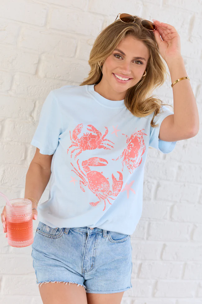 Crabby Light Blue Graphic Tee DOORBUSTER - Image 3