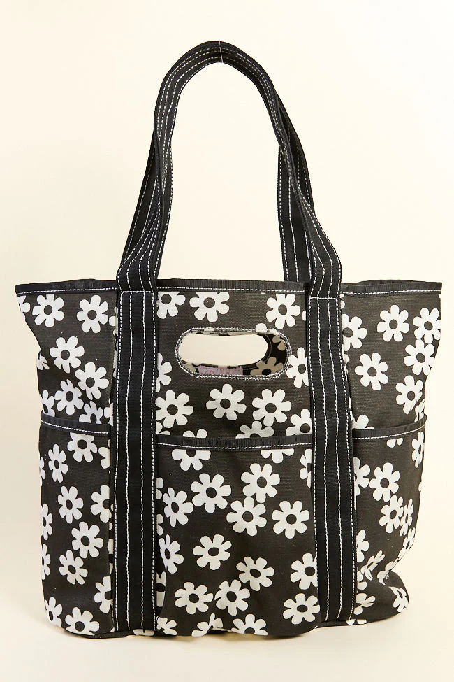 Daisy Daydreams Black Canvas Tote DOORBUSTER - Image 3