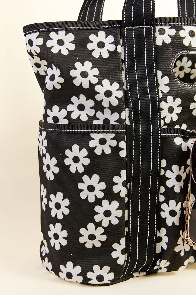 Daisy Daydreams Black Canvas Tote DOORBUSTER - Image 4