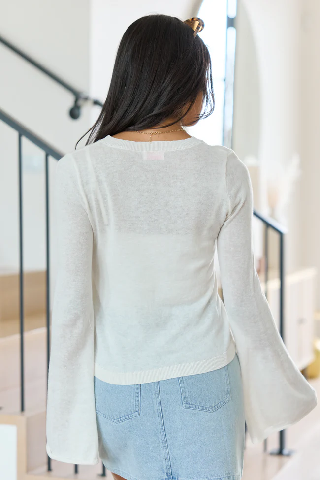 Deanna Cream Bell Sleeve Knit Top - Image 5