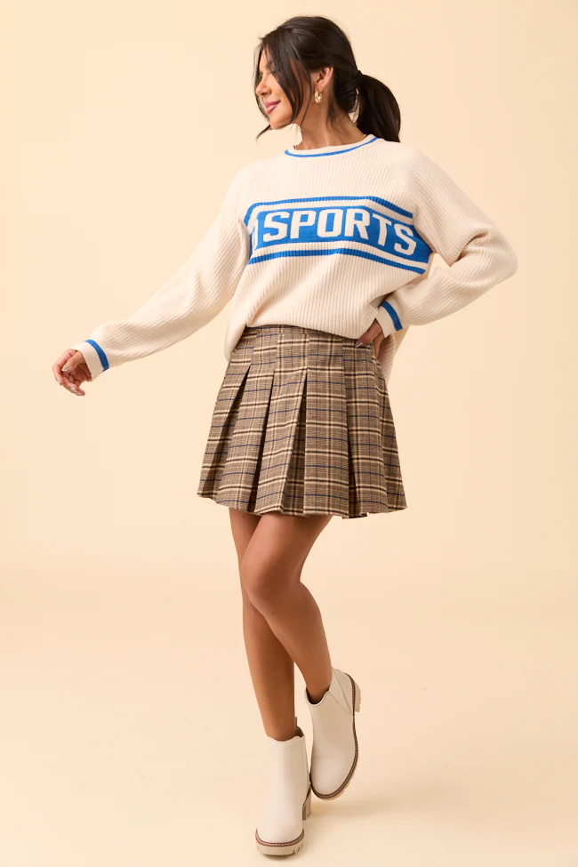 Delaney Cream and Cobalt Go Sports Sweater FINAL SALE - Image 2