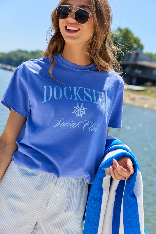 Dockside Social Club Blue Graphic Tee - Image 4
