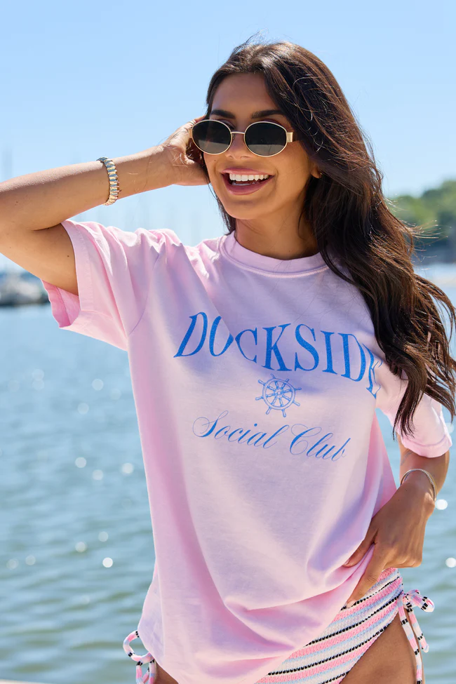 Dockside Social Club Light Pink Graphic Tee - Image 3
