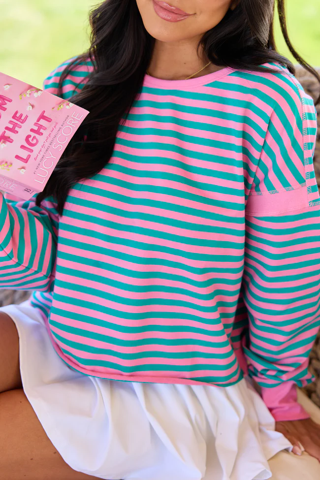 Dominique Pink And Green Striped Tee - Image 3