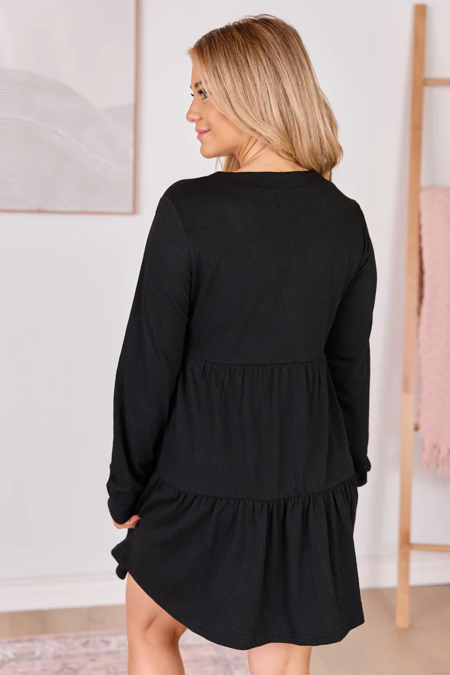 Donelle Black Tiered Dress - Image 4