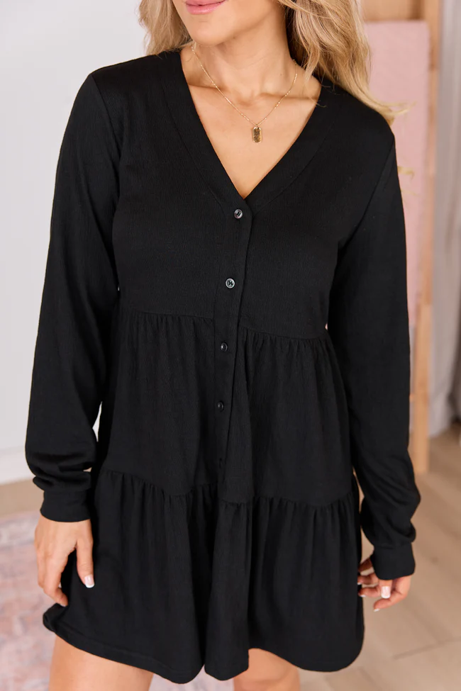 Donelle Black Tiered Dress - Image 5