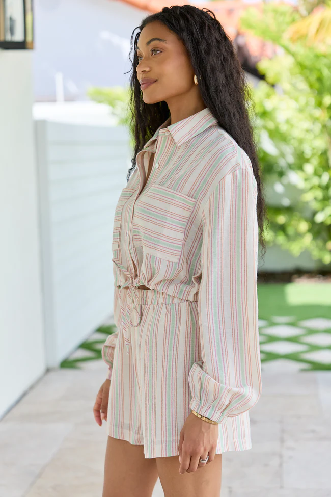 Dream Destination Striped Long Sleeve Top and Shorts Set FINAL SALE - Image 3
