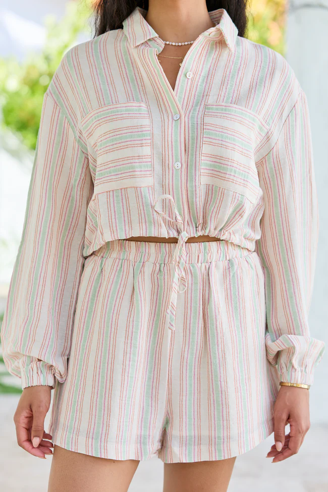 Dream Destination Striped Long Sleeve Top and Shorts Set FINAL SALE - Image 5