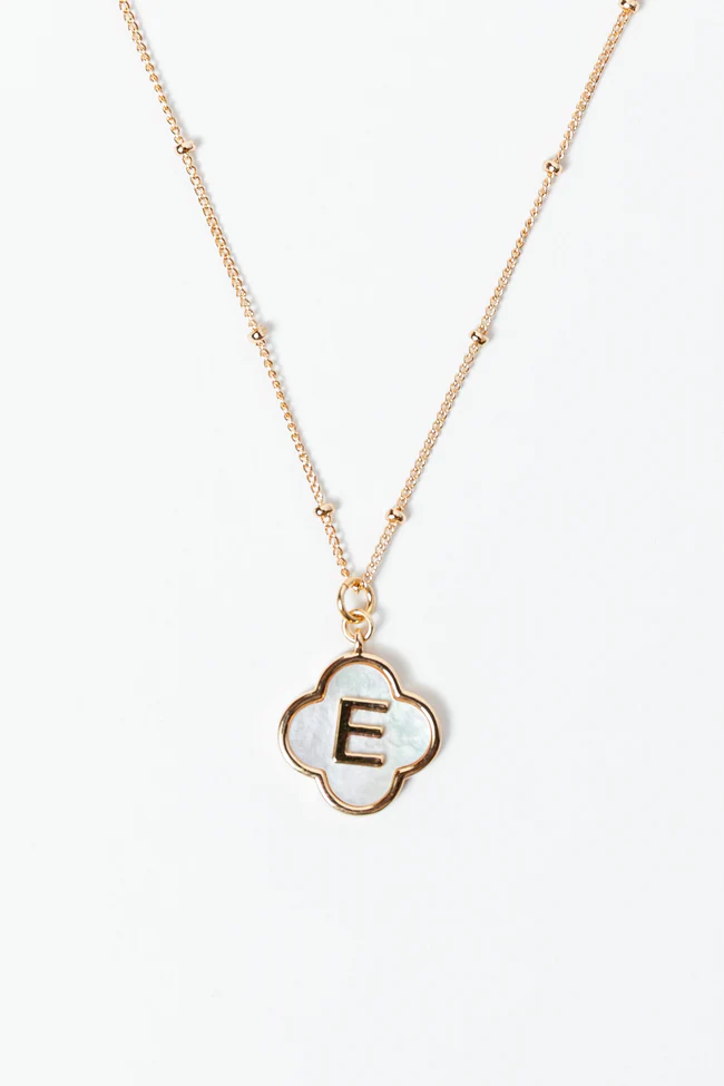 E Monogram Gold Clover Necklace FINAL SALE