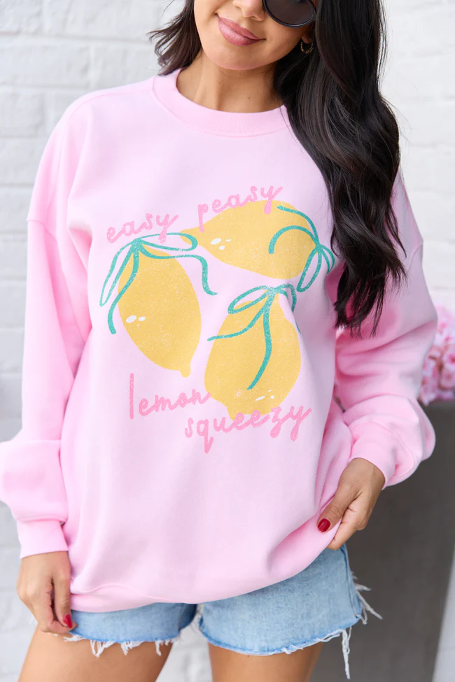 Easy Peasy Light Pink Graphic Sweatshirt - Image 2