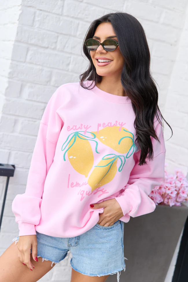 Easy Peasy Light Pink Graphic Sweatshirt - Image 3
