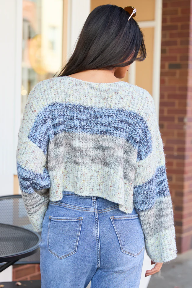 Ellis Tan And Blue Cropped Sweater FINAL SALE - Image 4