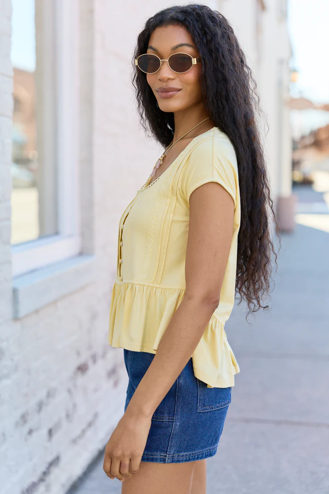 Ellison Yellow Buttoned Babydoll Top - Image 4