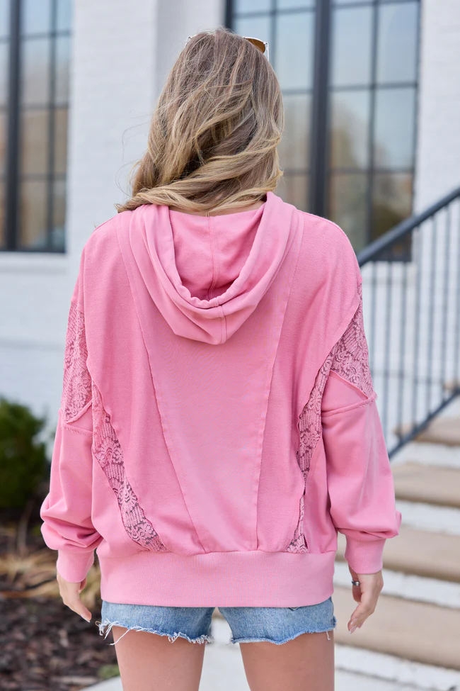 Emerson Mauve Lace Patchwork Hoodie SALE - Image 4