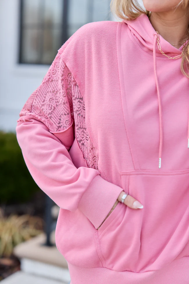 Emerson Mauve Lace Patchwork Hoodie SALE - Image 5