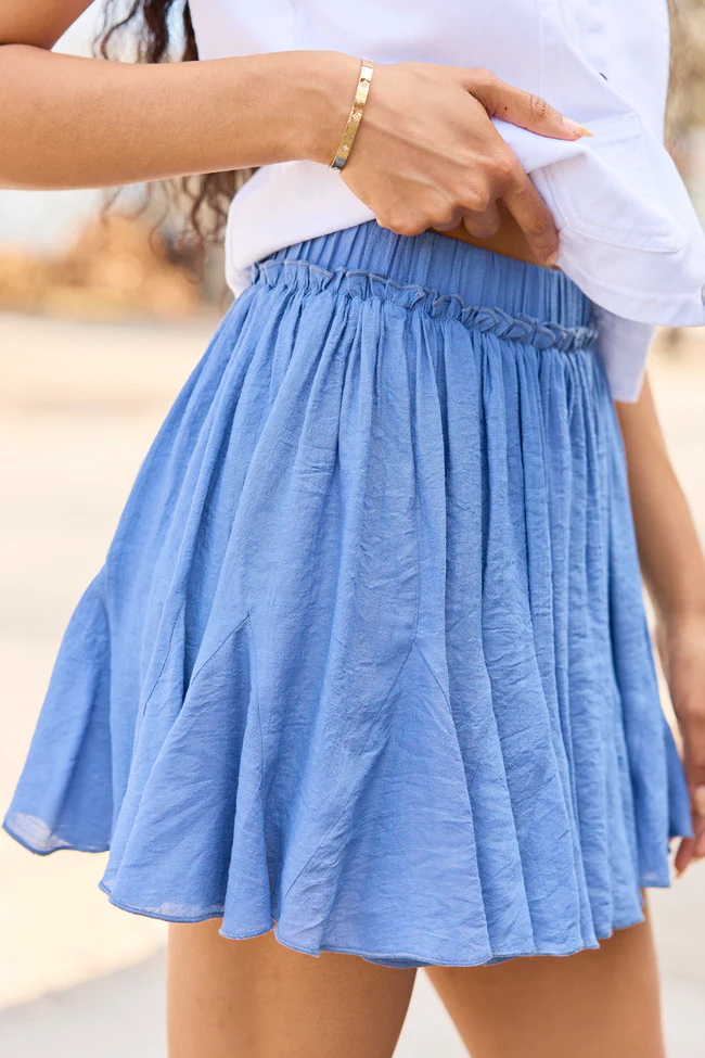 Emilia Denim Blue Pleated Skort - Image 3
