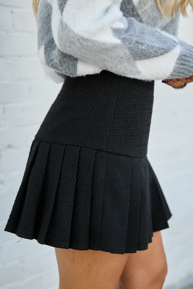 Emma Black Tweed Pleated Skort FINAL SALE - Image 3