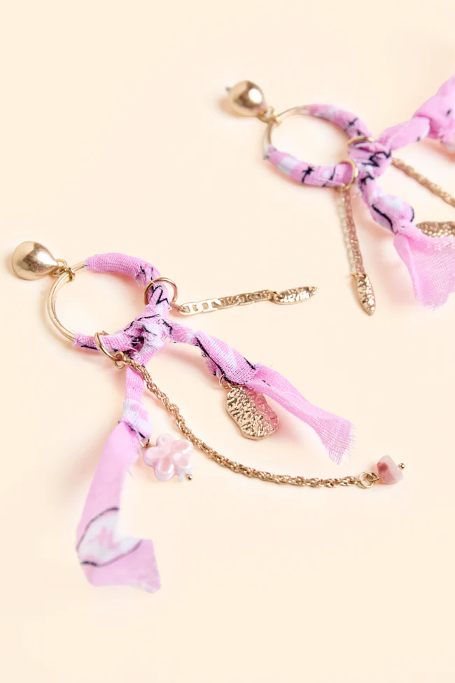 Emmi Pink Bandana Hoop Earrings FINAL SALE
