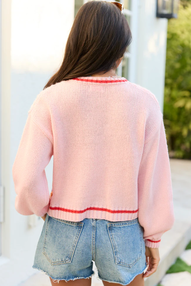 Emmie Pink Crochet Open Cardigan SALE - Image 5