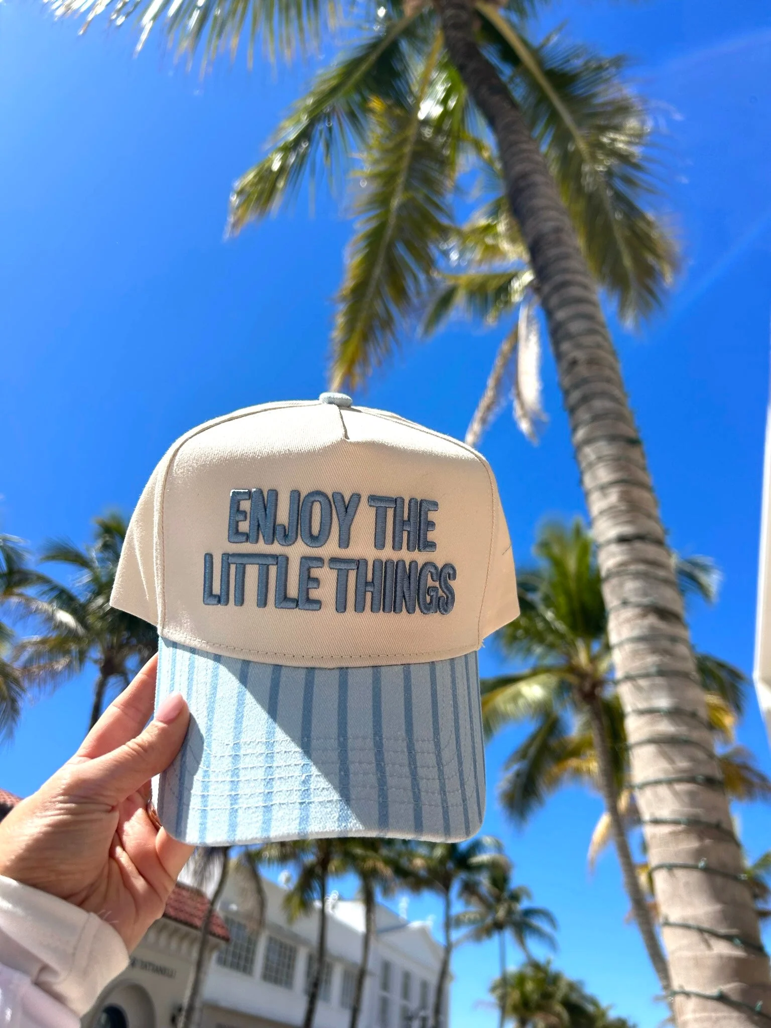 KenzKustomz Blue Stripe Vintage Trucker Hat - Enjoy the Little Things