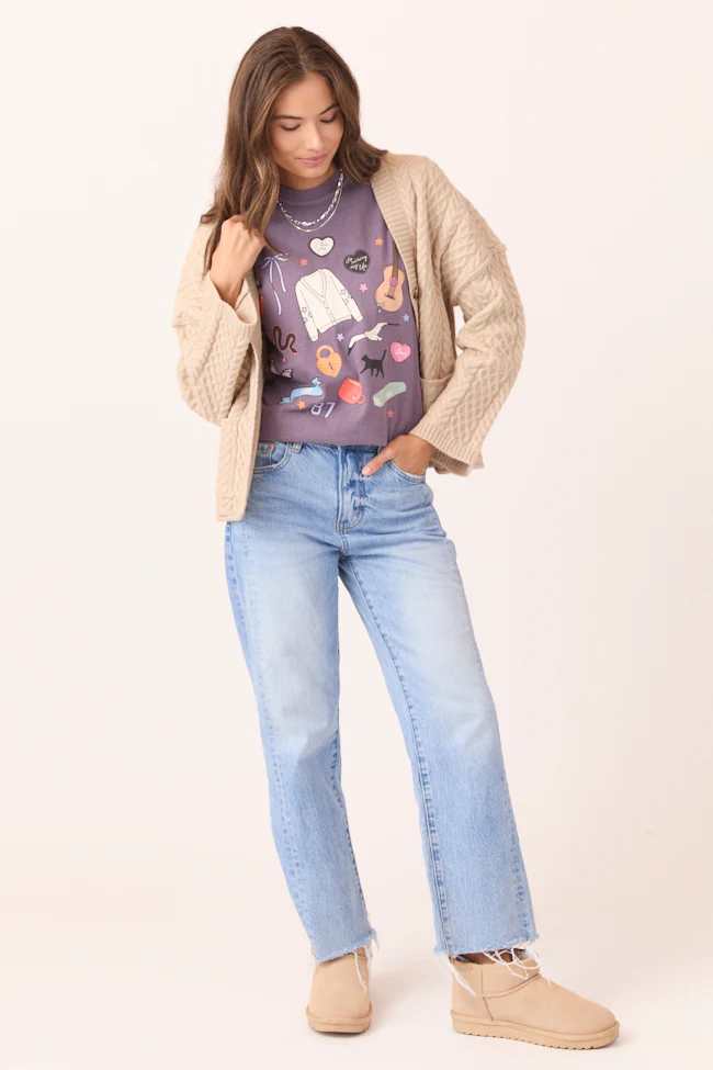 Eras Multi Icons Purple Graphic Tee - Image 3