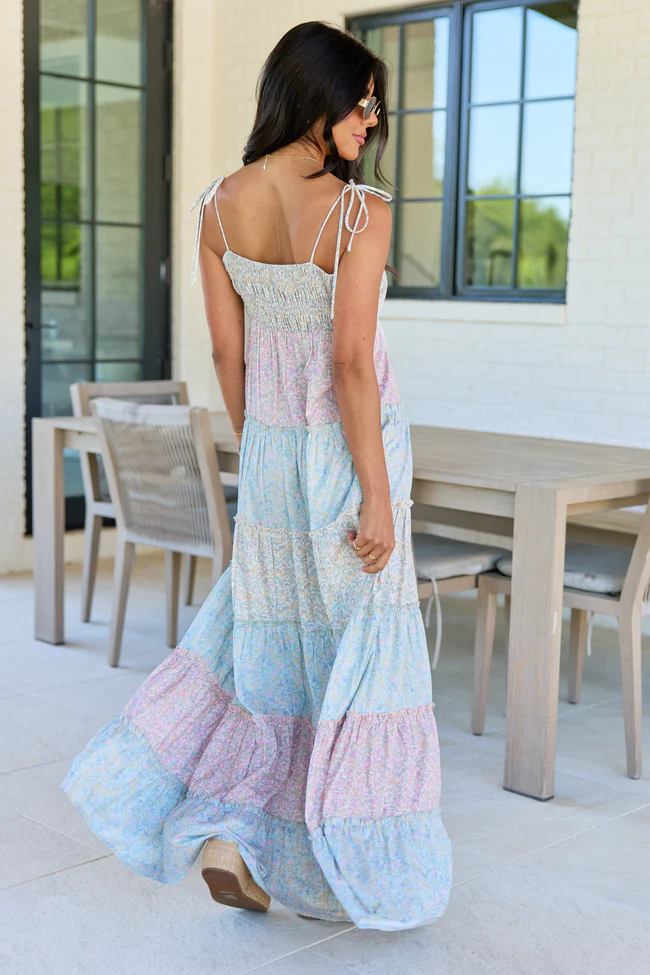 Essie Tiered Pastel Floral Tiered Maxi Dress - Image 5