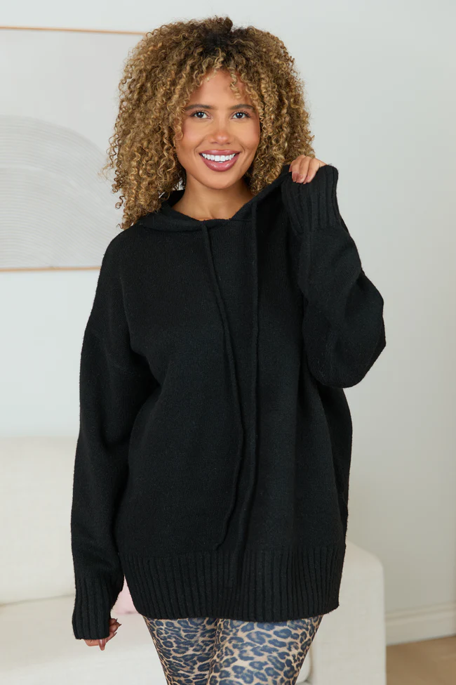 Etta Black Hooded Sweater FINAL SALE - Image 3