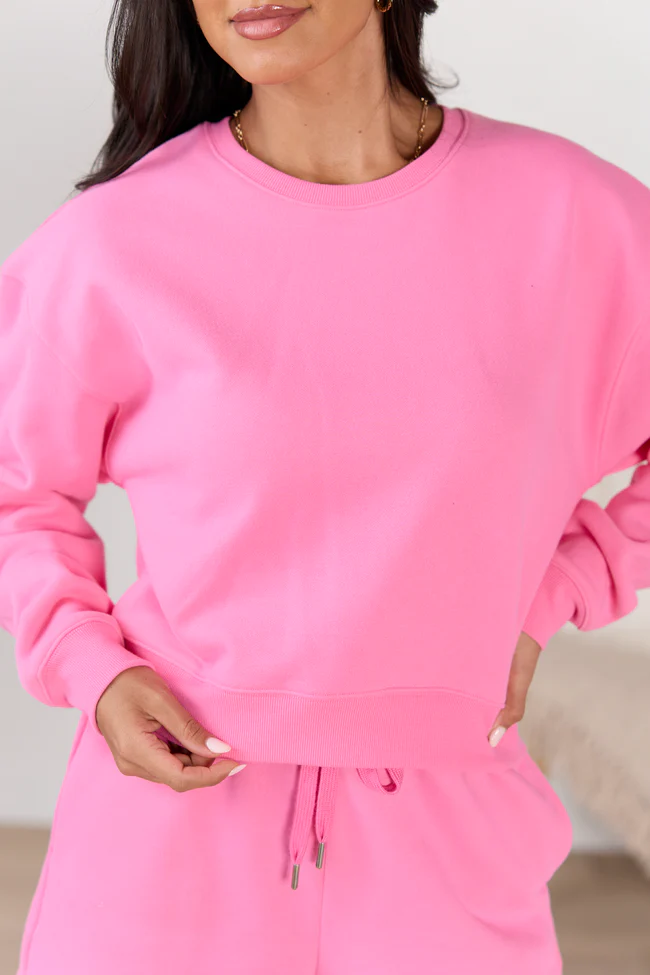 Everyday Ease Pink Cropped Sweatshirt - Image 4